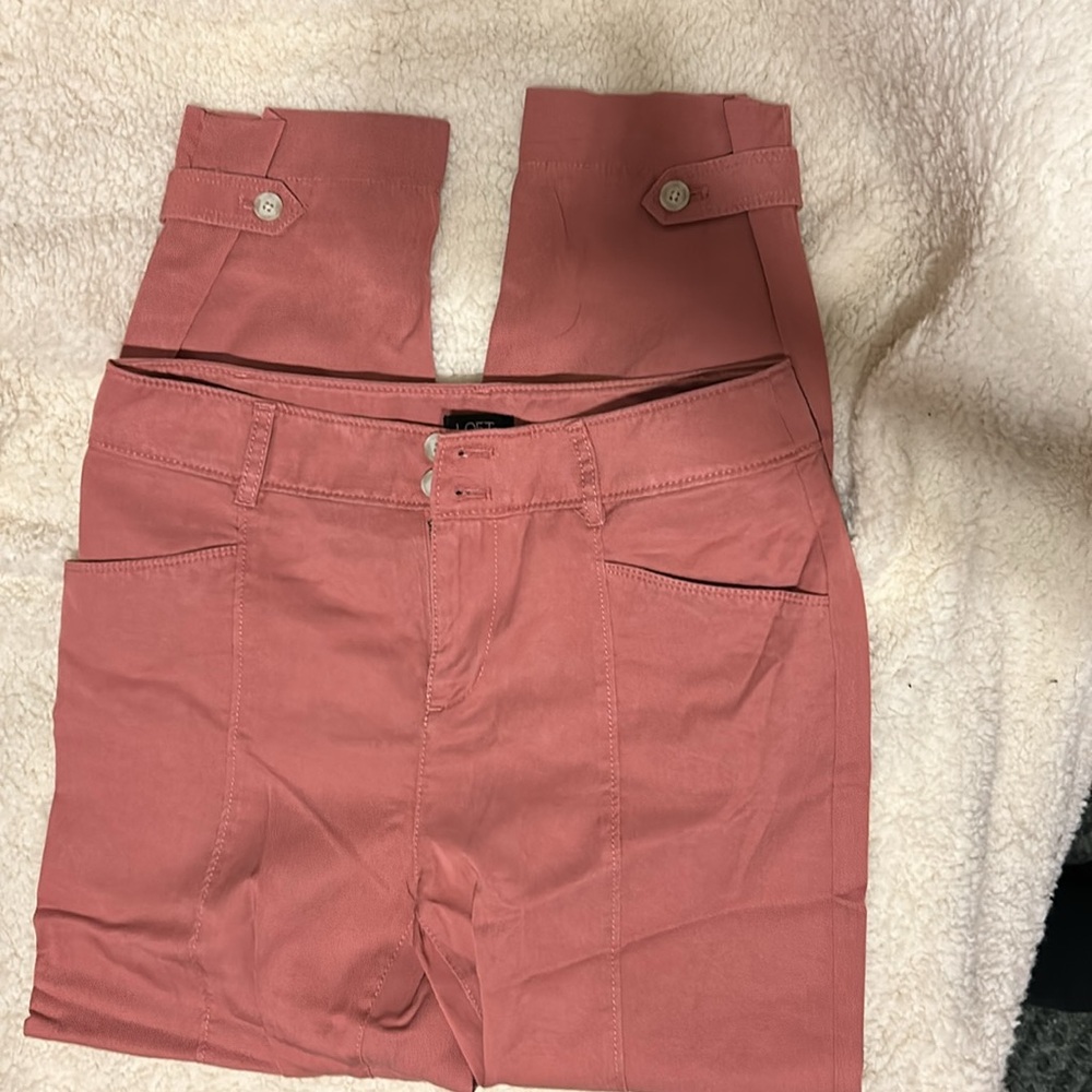 LOFT dark pink light weight twill pants
